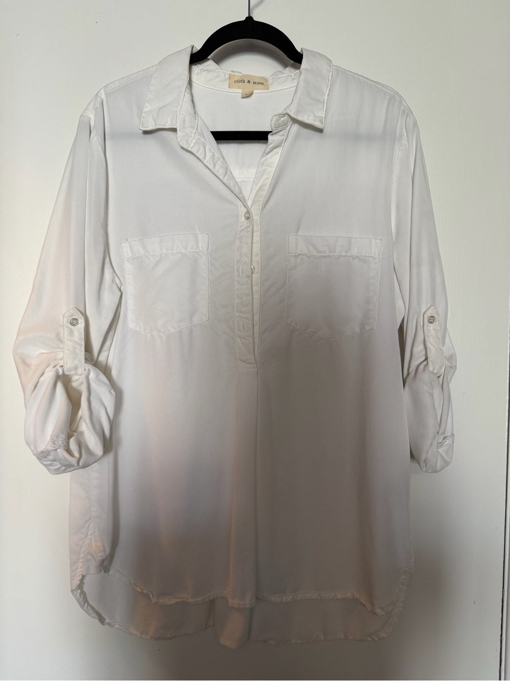 cloth & stone White Button-Front Roll-Tab Tunic